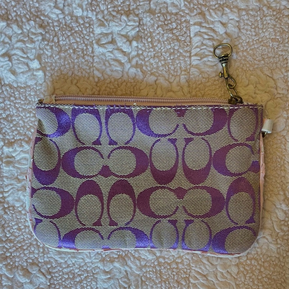 Coach Purple Tan + Pink Vintage Wristlet Wallet